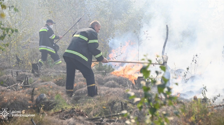 У Сарненському районі майже сотня рятувальників гасить загоряння трави: що відомо